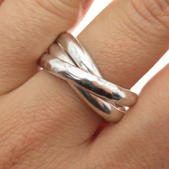 Vintage Sterling Silver Russian Wedding Ring Mexico 925 - Picture 2 of 9